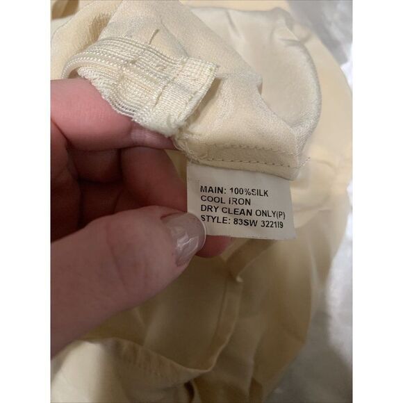 Be Seduced Womens 100% Silk V Neck Cream Beige Long Sleeve Top Blouse 4 Small - Picture 5 of 5